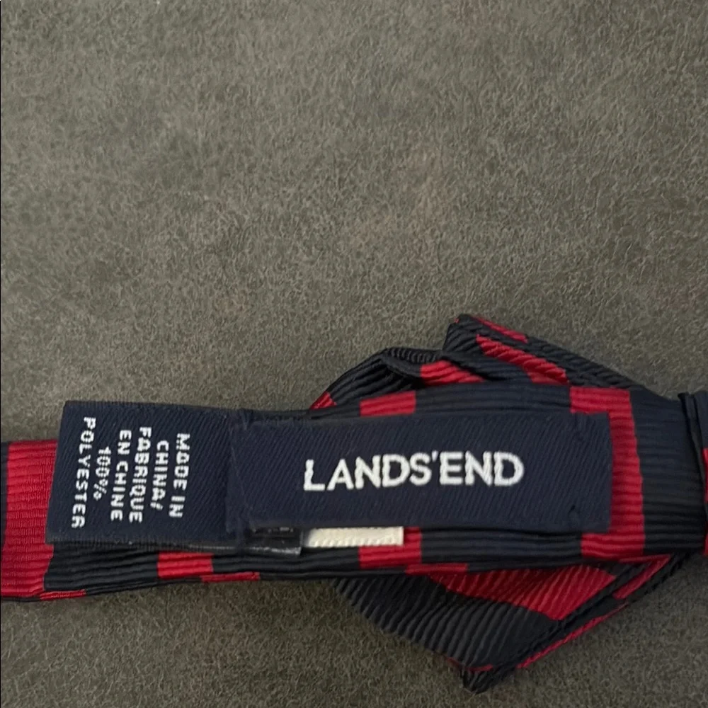 Lands End Youth Red and Navy Striped Bow Tie